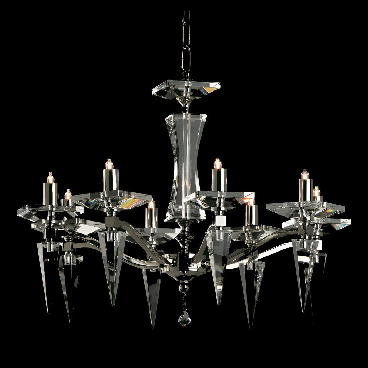 Monvia 8 Light Optical Glass Chandelier - Nickel