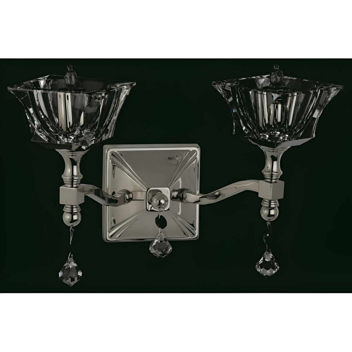 Bressa 2 Light Optical Glass & Lead Crystal Wall Light - Nickel