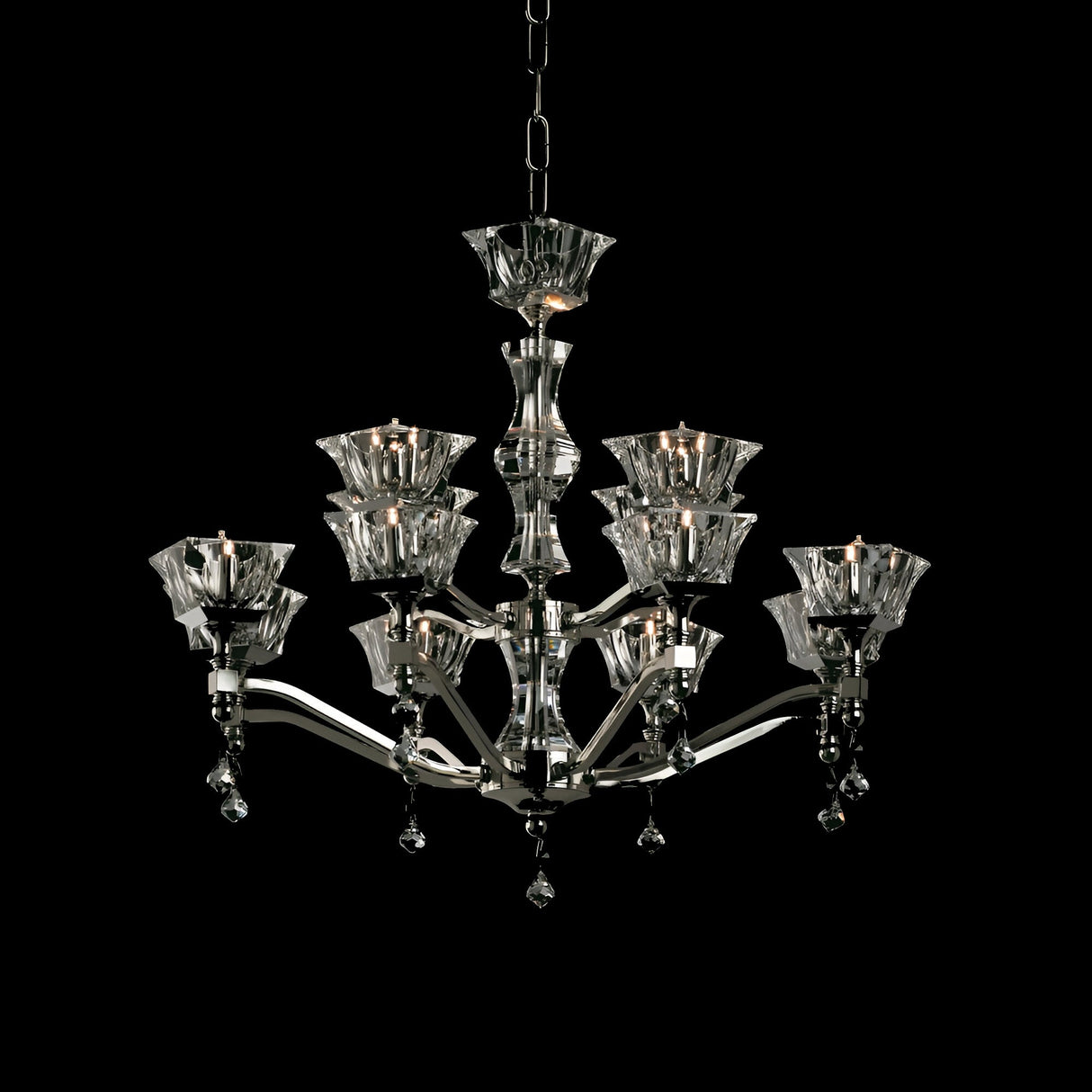 Bressa 12 Light Optical Glass & Lead Crystal Chandelier - Nickel