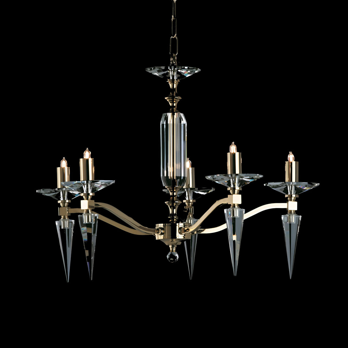 Forlen 5 Light Optical Glass Chandelier - Gold