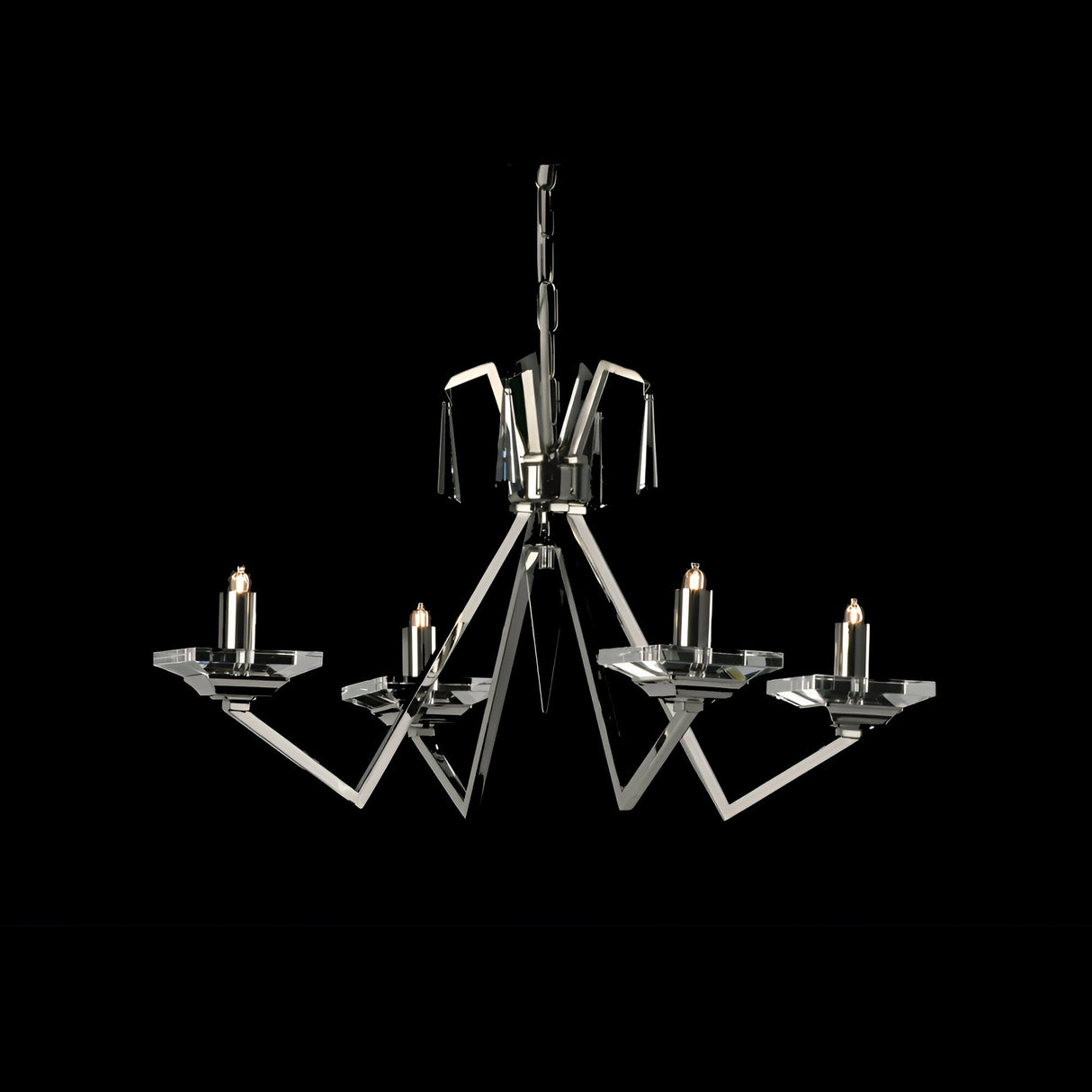 Nysa 4 Light Optical Grass Geometric Chandelier - Nickel