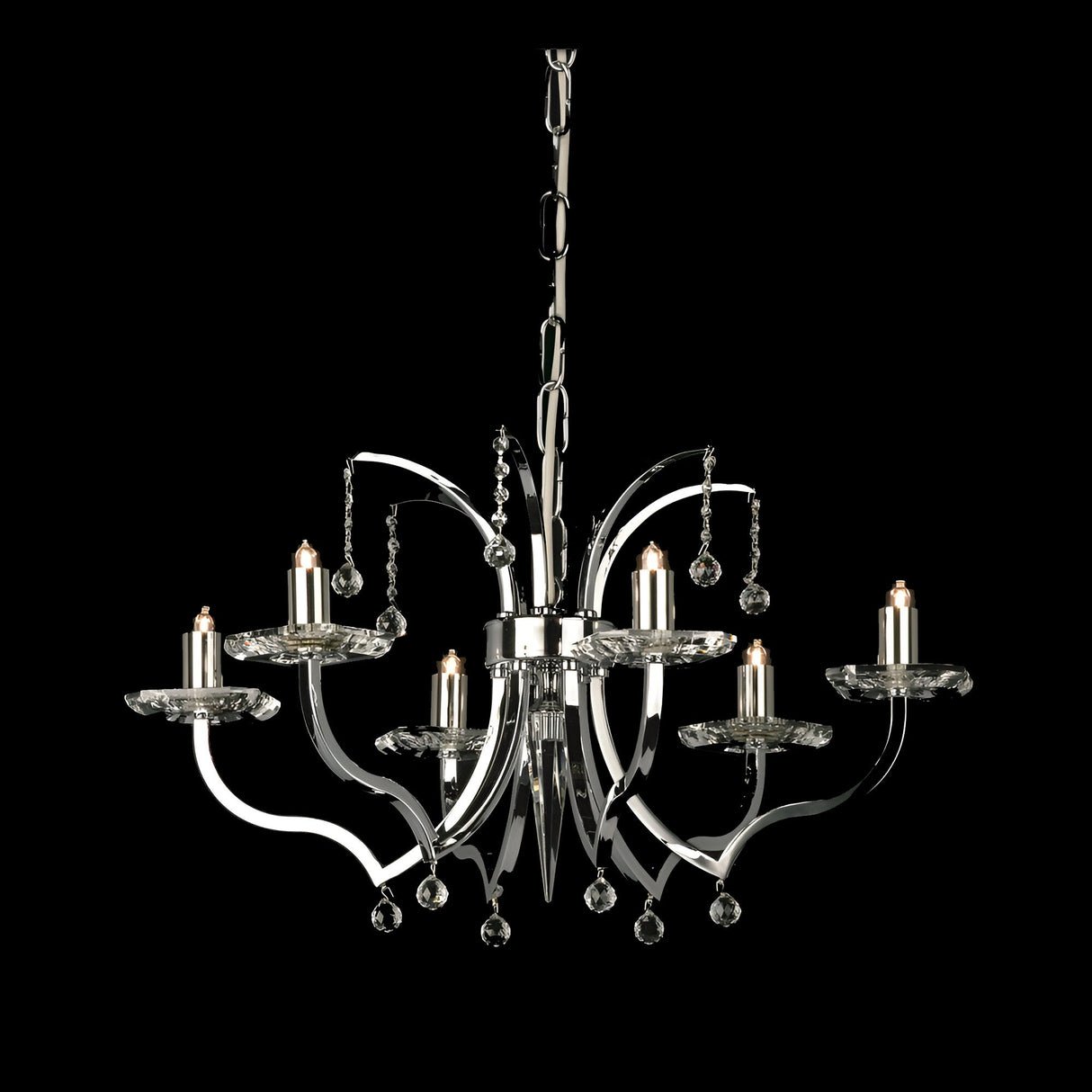 Baylan 6 Light Optical Grass Geometric Chandelier - Nickel