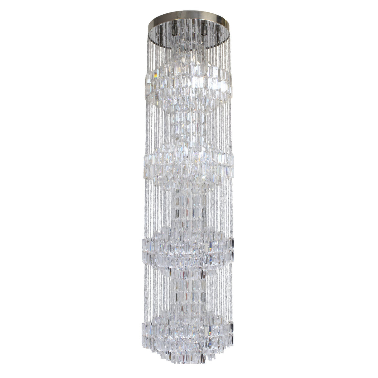 Crystal Weave 24 Light Waterfall Flush Chandelier - Chrome