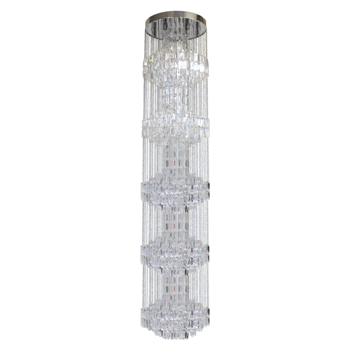 Crystal Weave 30 Light Waterfall Flush Chandelier - Chrome