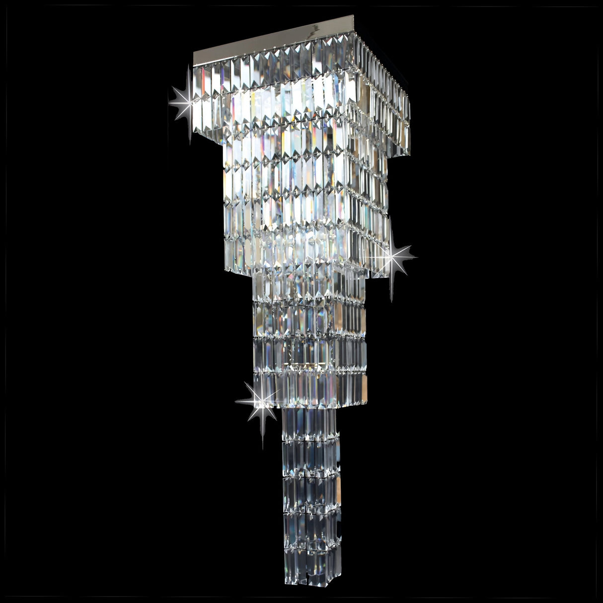 Luminique 4 Light Cascade Crystal Flush Chandelier - Chrome