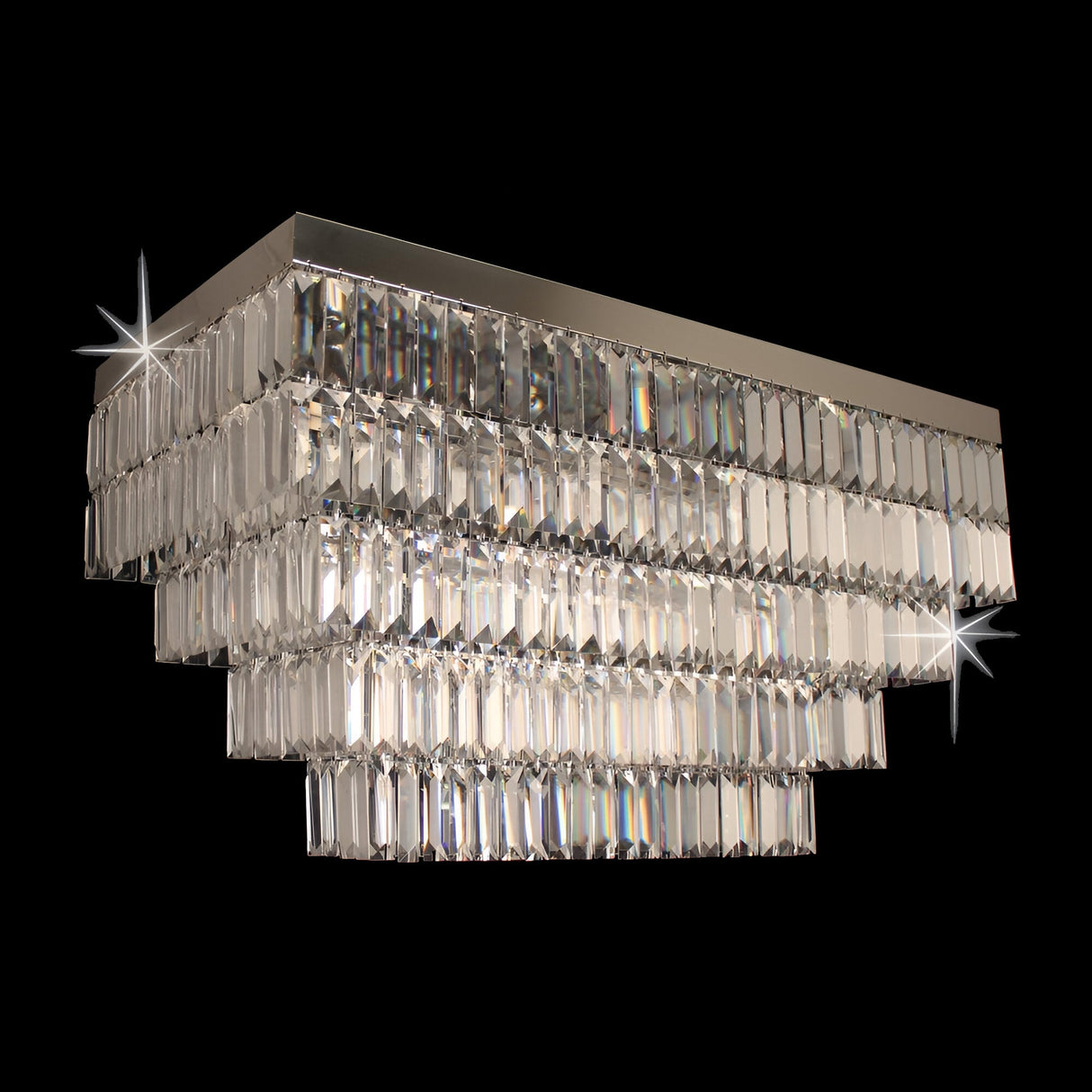 Luminique 6 Light Crystal Flush Chandelier - Chrome