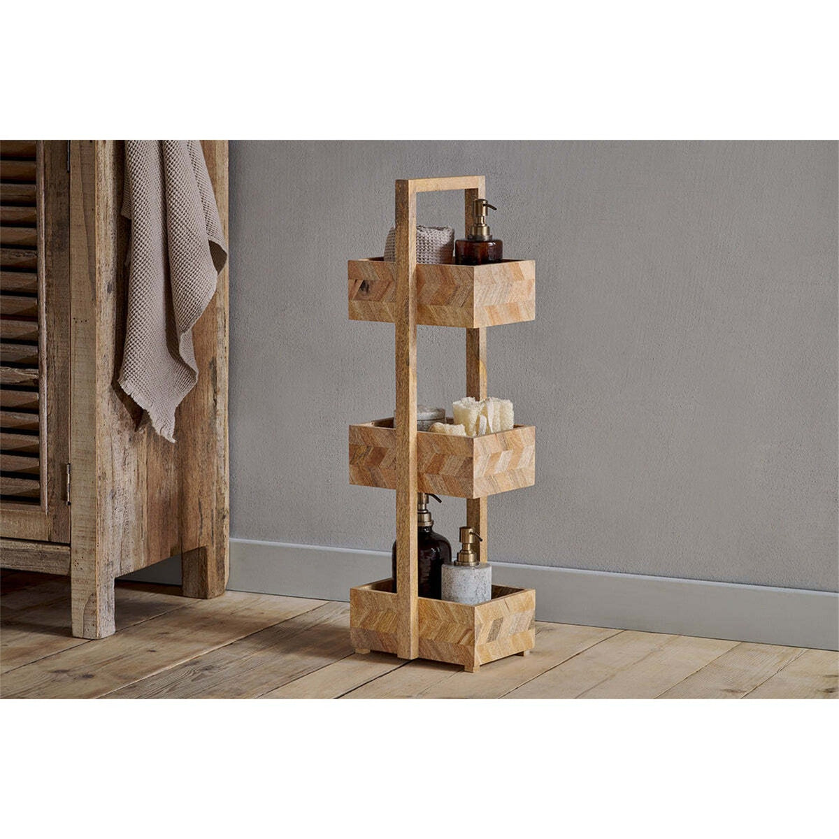 Sukha Marquetry Mango Wood Bathroom Caddy - Natural