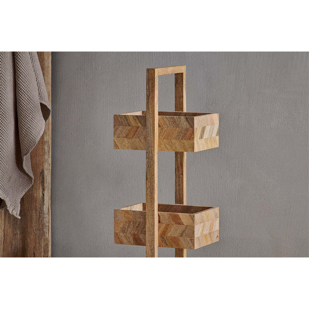 Sukha Marquetry Mango Wood Bathroom Caddy - Natural