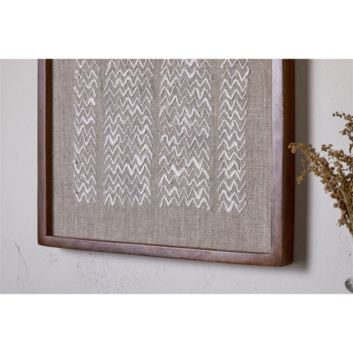Samaya Hand Stitched Linen Wall Art - Natural