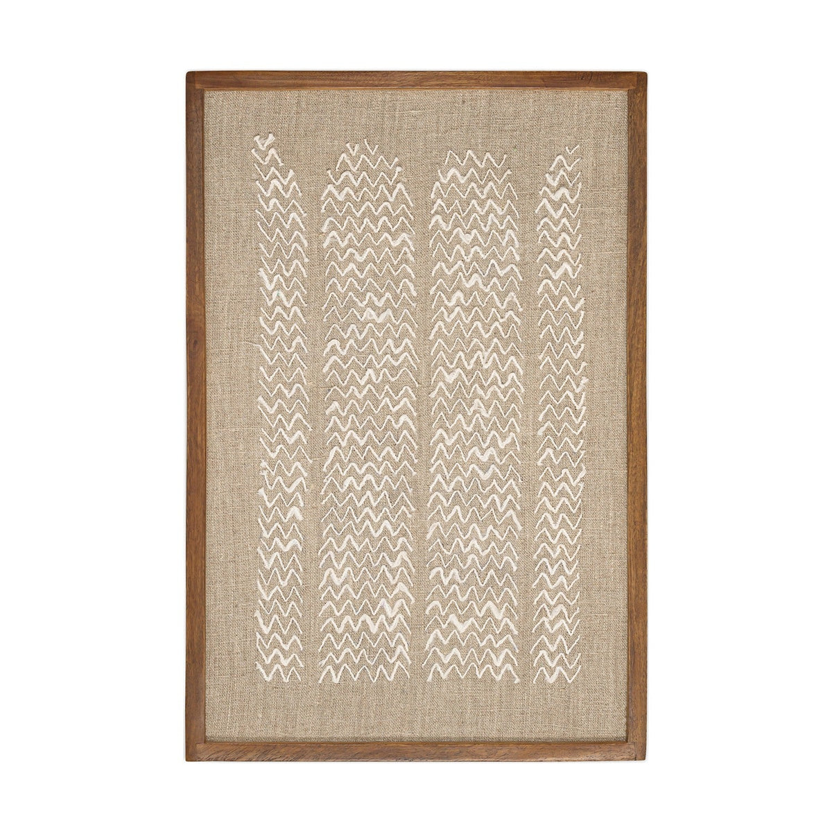 Samaya Hand Stitched Linen Wall Art - Natural