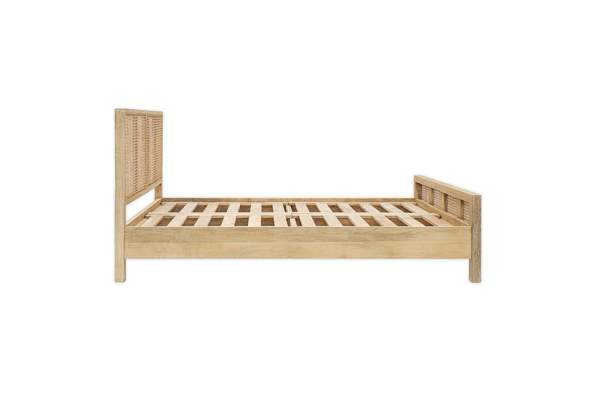 Saharsa Double Cane & Mango Wood Bed Frame - Natural