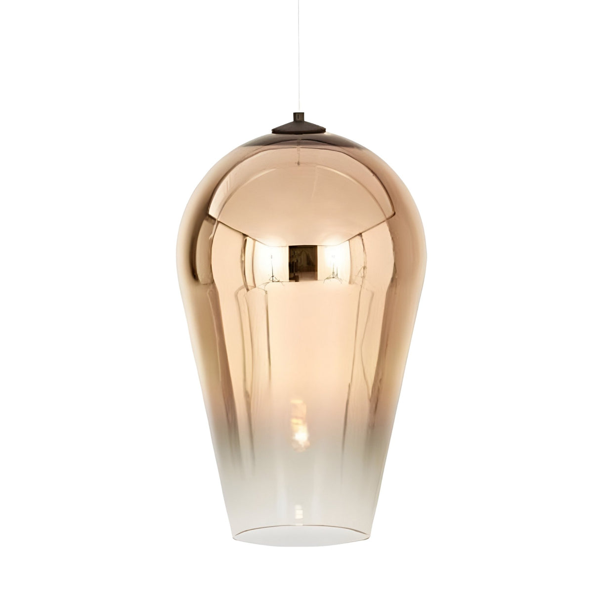 The Slice Glass Pendant Light - Gold features a modern, smooth, elongated glass shade with a gradient gold-to-frosted white finish, gracefully suspended from a slim cord.