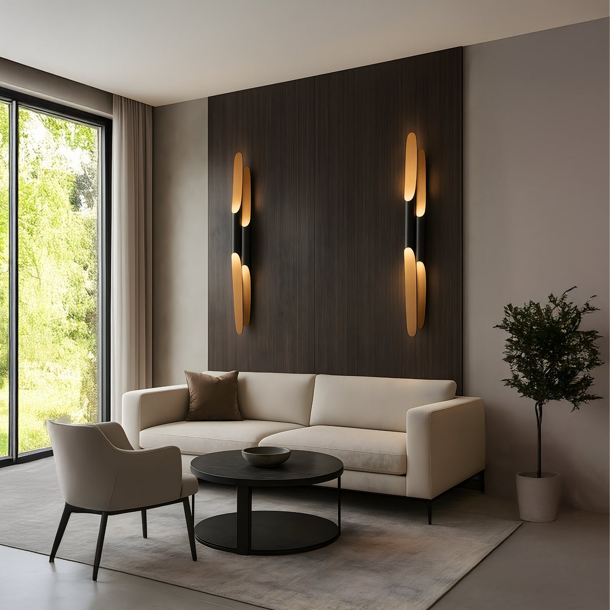 Stealth 4 Light Wall Light - Brass & Black