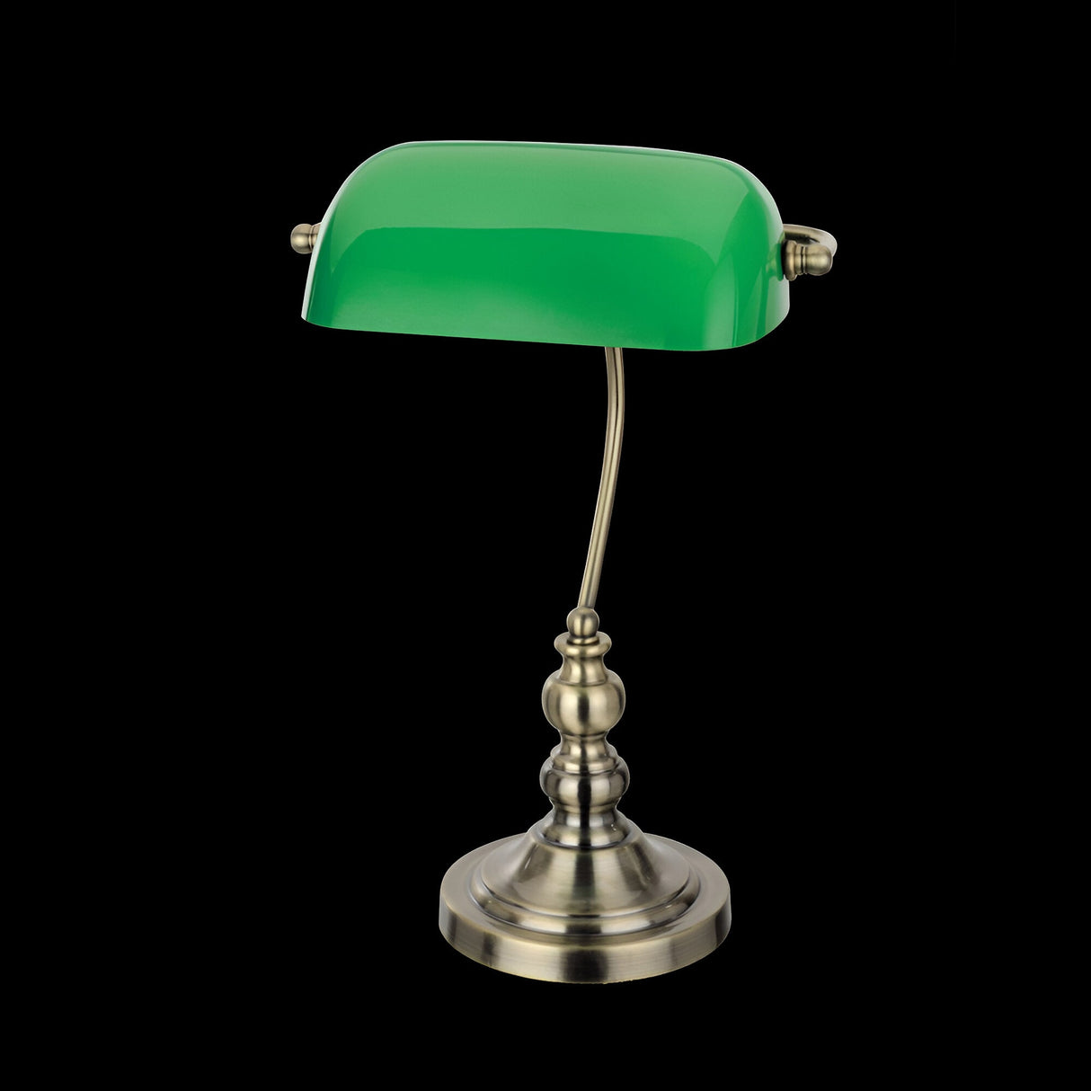 Bravion 1 Light Green Shade Table Lamp - Antique Brass