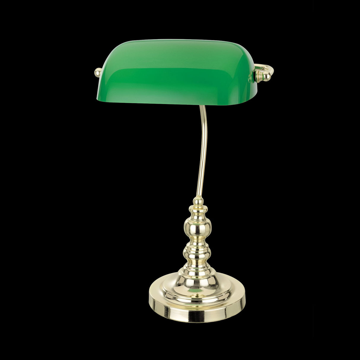 Bravion 1 Light Green Shade Table Lamp - Polished Brass