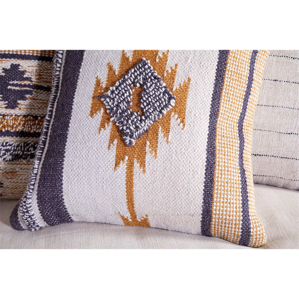 Tussi Mara 50 x 50cm Cushion Cover - Mustard & Grey