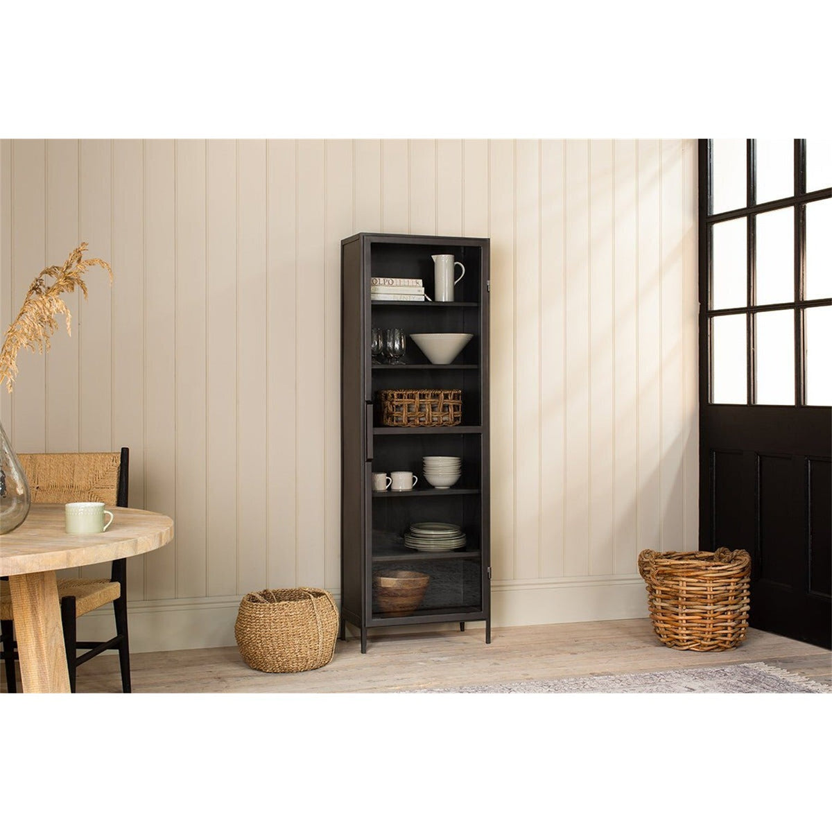 Takua Narrow Iron Display Cabinet - Dark Grey