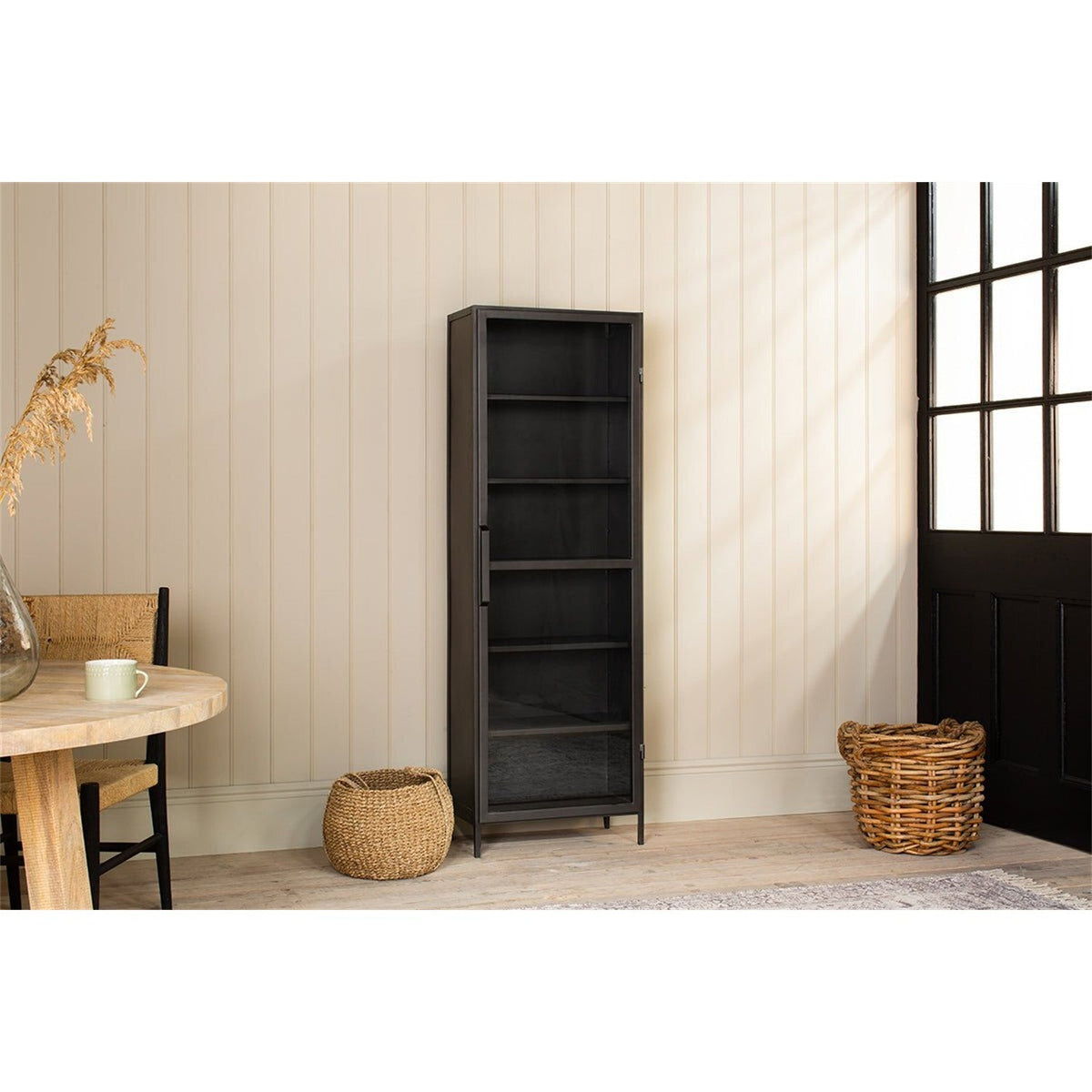 Takua Narrow Iron Display Cabinet - Dark Grey