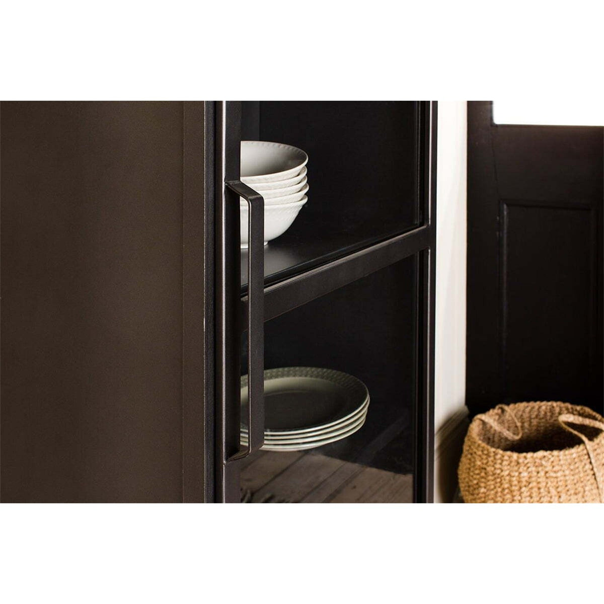 Takua Narrow Iron Display Cabinet - Dark Grey