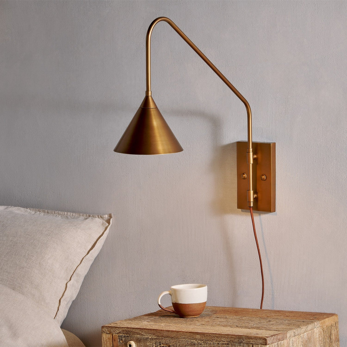 Thottam Swing Arm Wall Light - Antique Brass