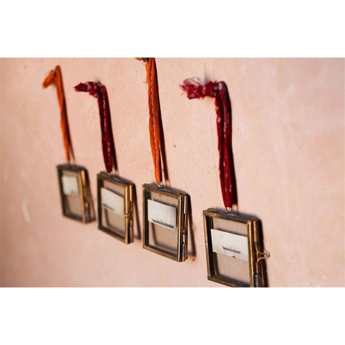 Kiko Tiny Glass Photo Frame - Antique Brass - Set of 4