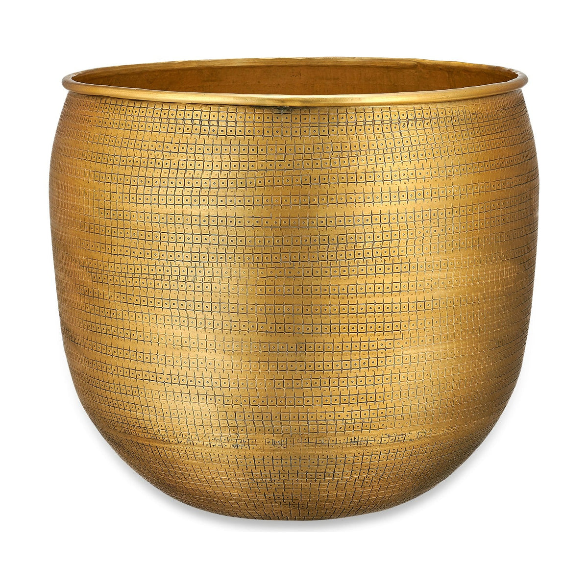 Tembesi Large Etched Planter - Antique Brass