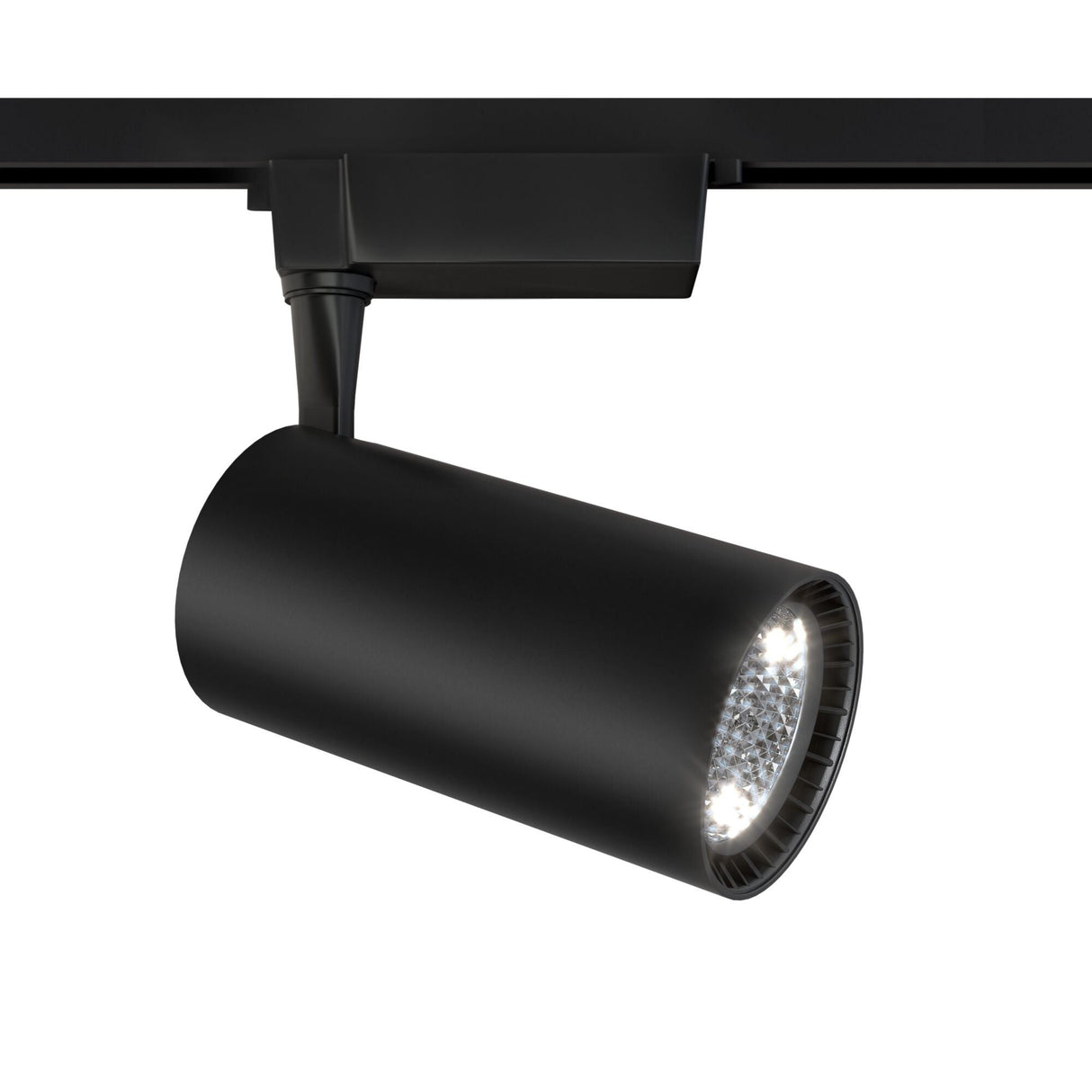 Vuoro LED single phase Unity track spotlight in black, adding focused illumination to modern interiors.
