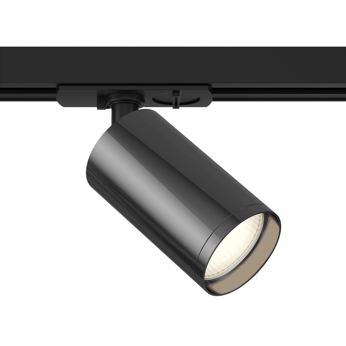 Focus S single phase Unity track spotlight in black and graphite, providing a sleek and focused lighting solution.