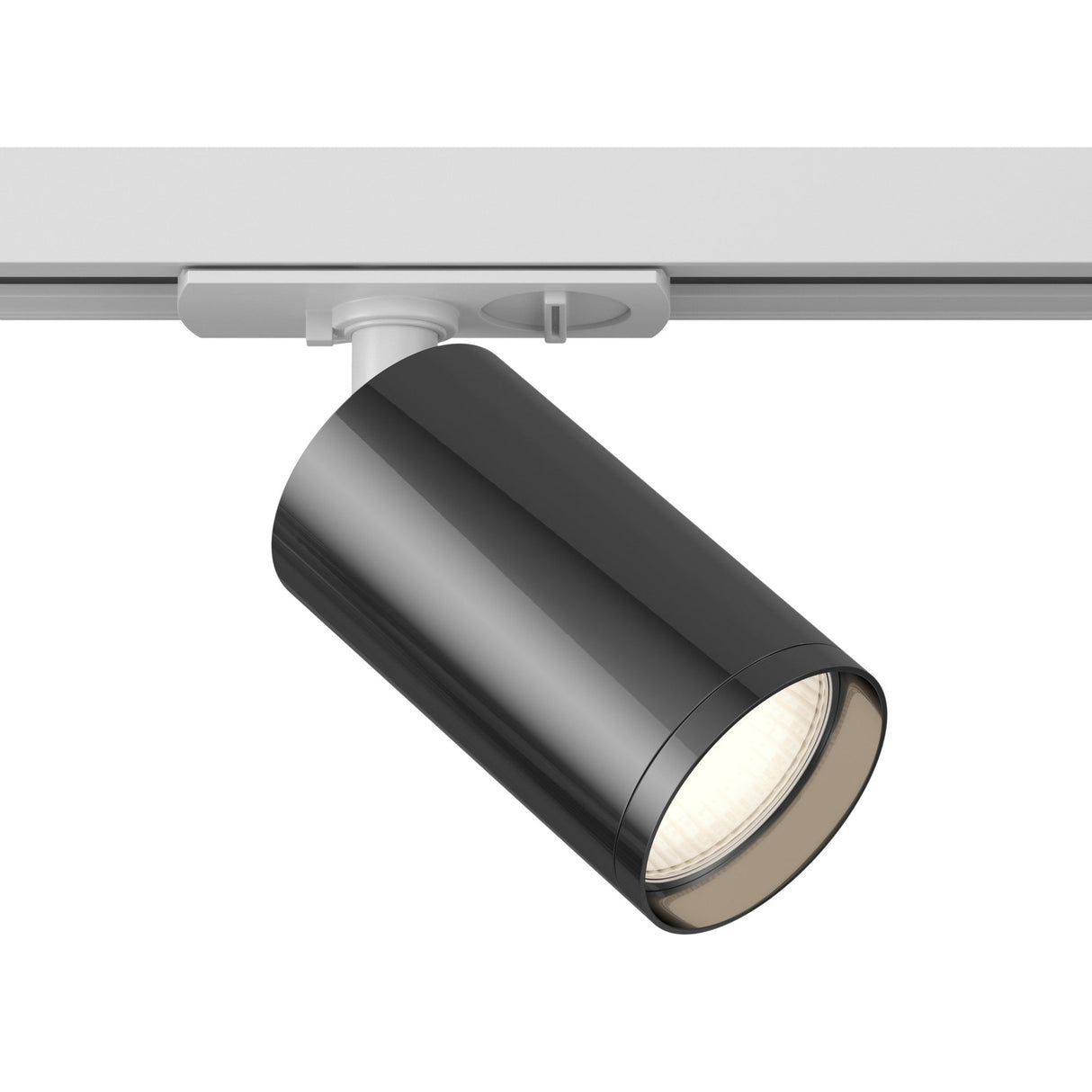 Focus S single phase Unity track spotlight in white and graphite, designed for directional lighting with style.