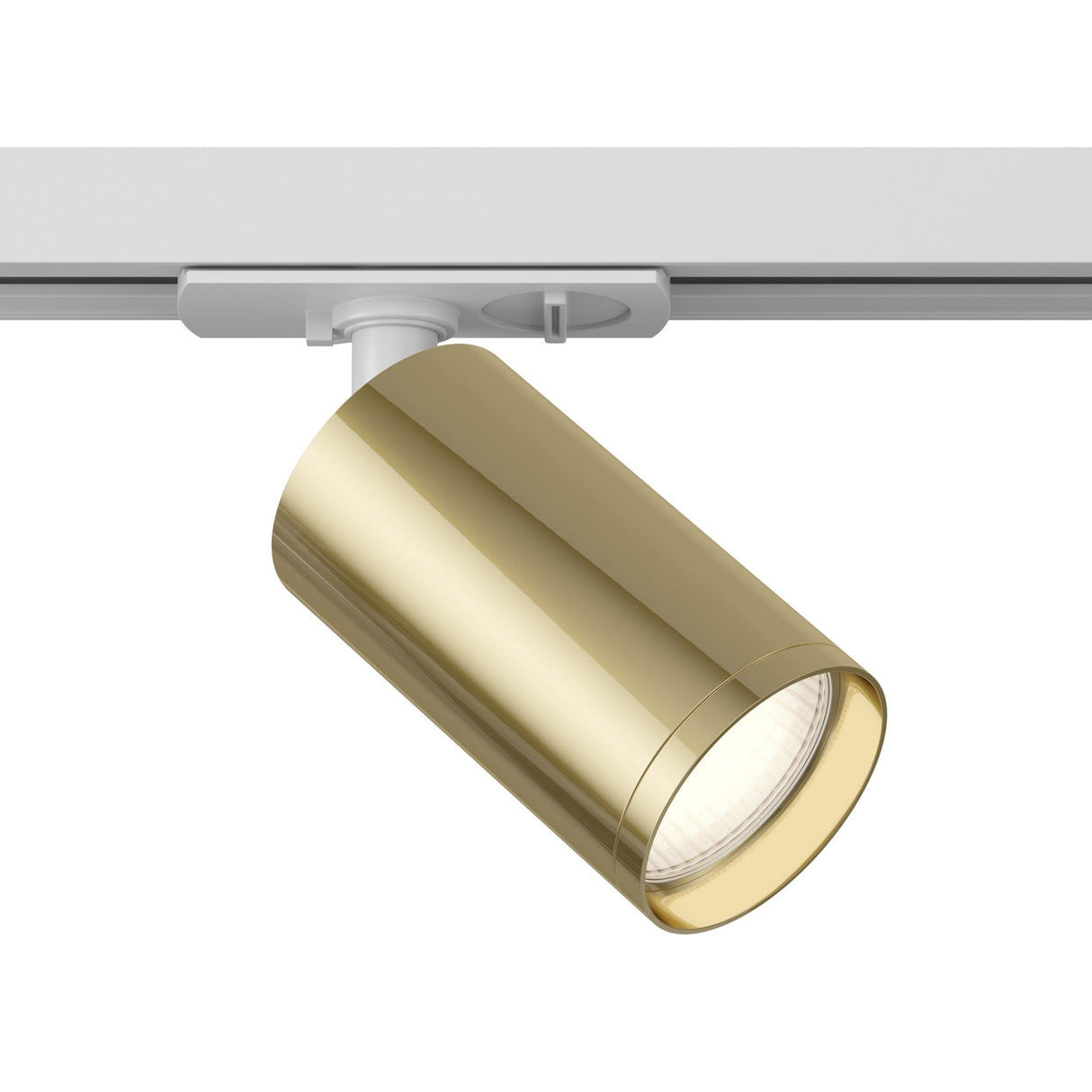 Focus S single phase Unity track spotlight in white and gold, offering stylish and focused lighting.