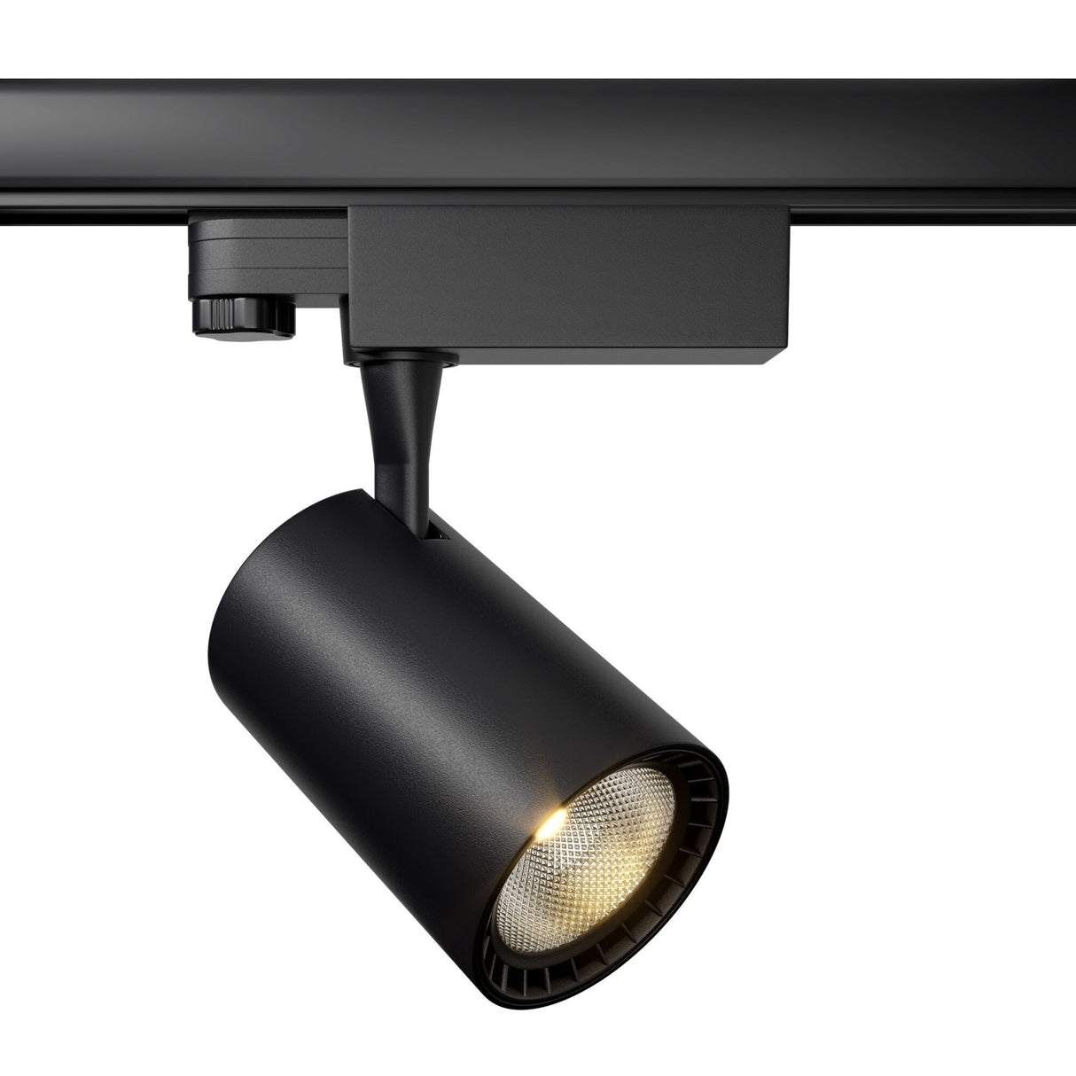 Vuoro LED three phase Trinity track spotlight in black, enhancing modern spaces with sleek, focused lighting.