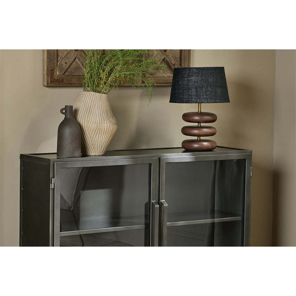 Takua Iron & Glass Sideboard - Dark Grey