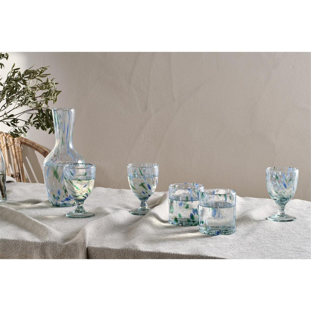 Taja Recycled Glass Tumblers - Sea Blue - Set of 4