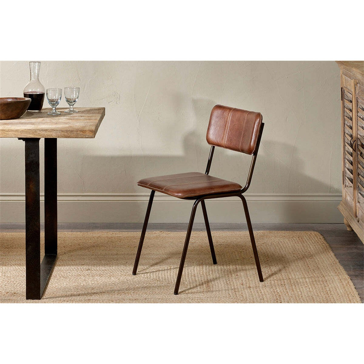 Ukari Leather Dining Chair - Chocolate Brown