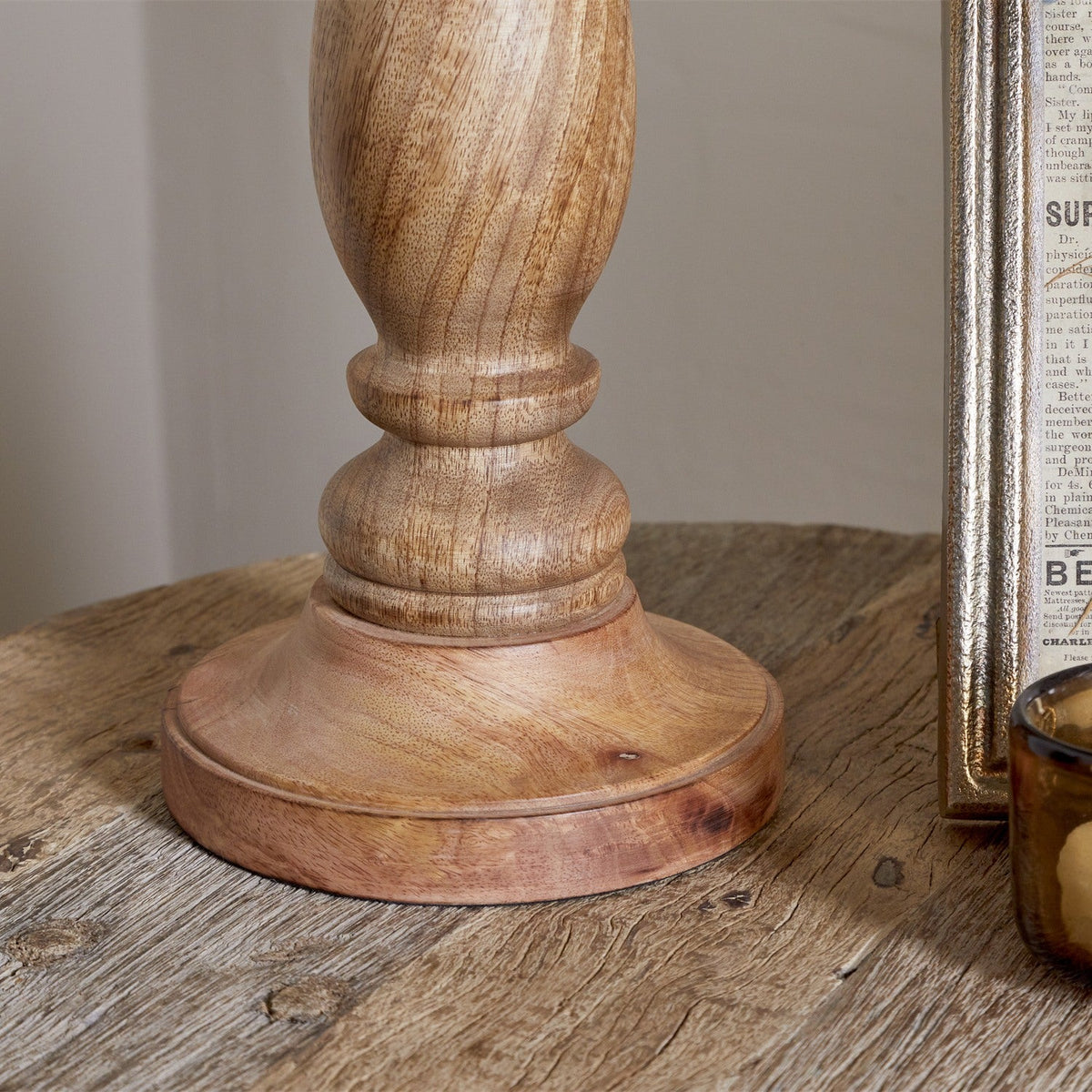 Usha Large Classic Wooden Table Lamp Base - Natural
