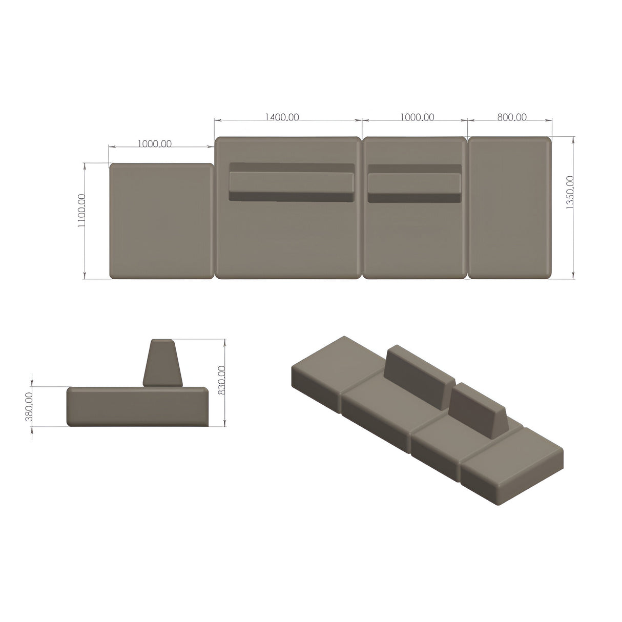 Tag Burnout 7 Seater Modular Sofa