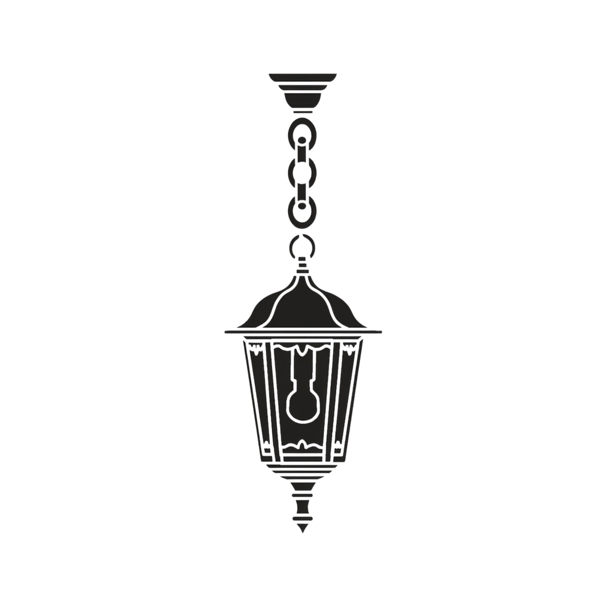 Astragal Cast Aluminium Outdoor Pendant Light in black, a single-light lantern with glass panels suspended from a chain, shown on a plain white background.