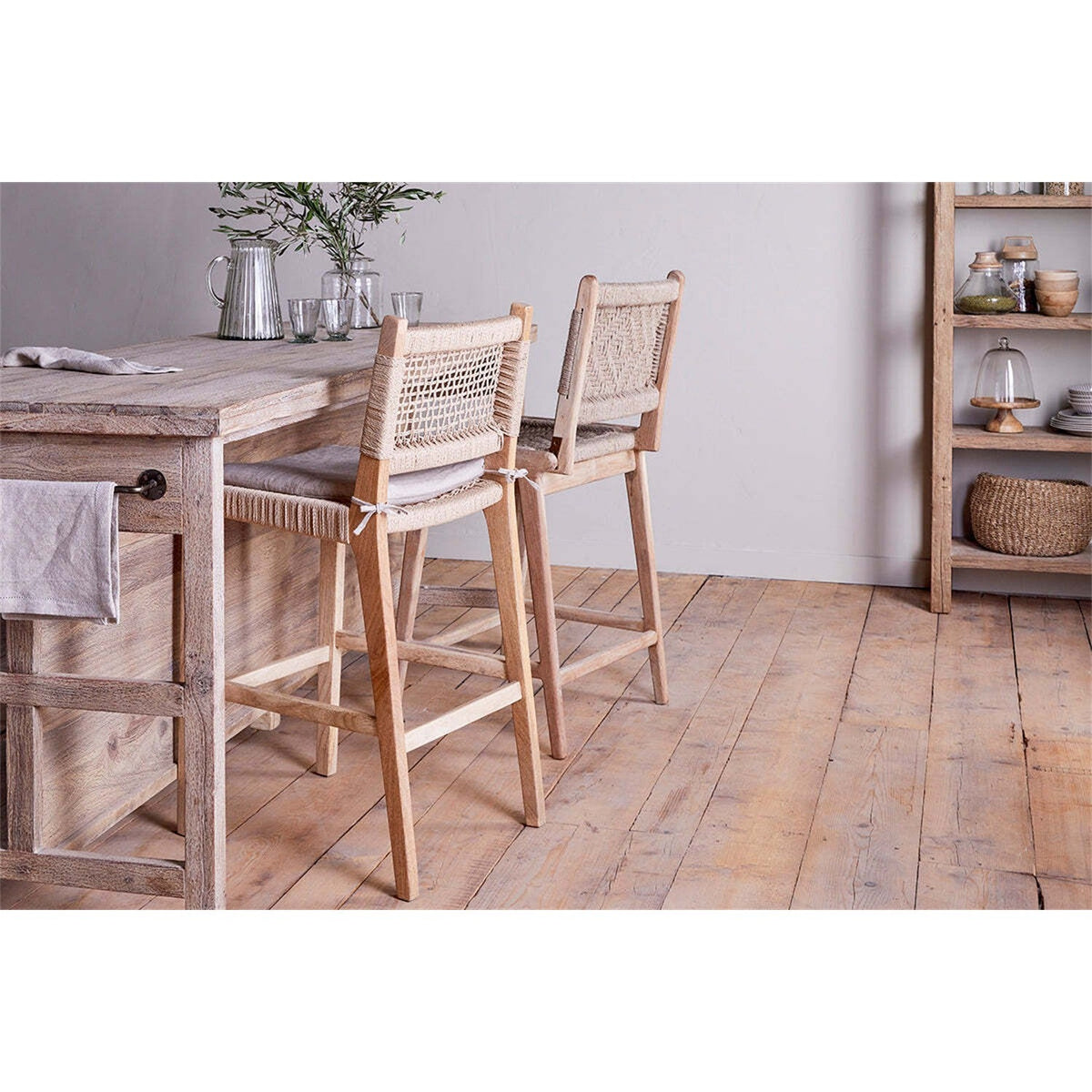 Vinay Jute & Wood Woven Counter Stool - Natural