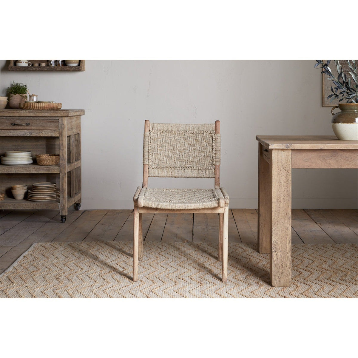 Vinay Woven Jute Armless Dining Chair - Natural