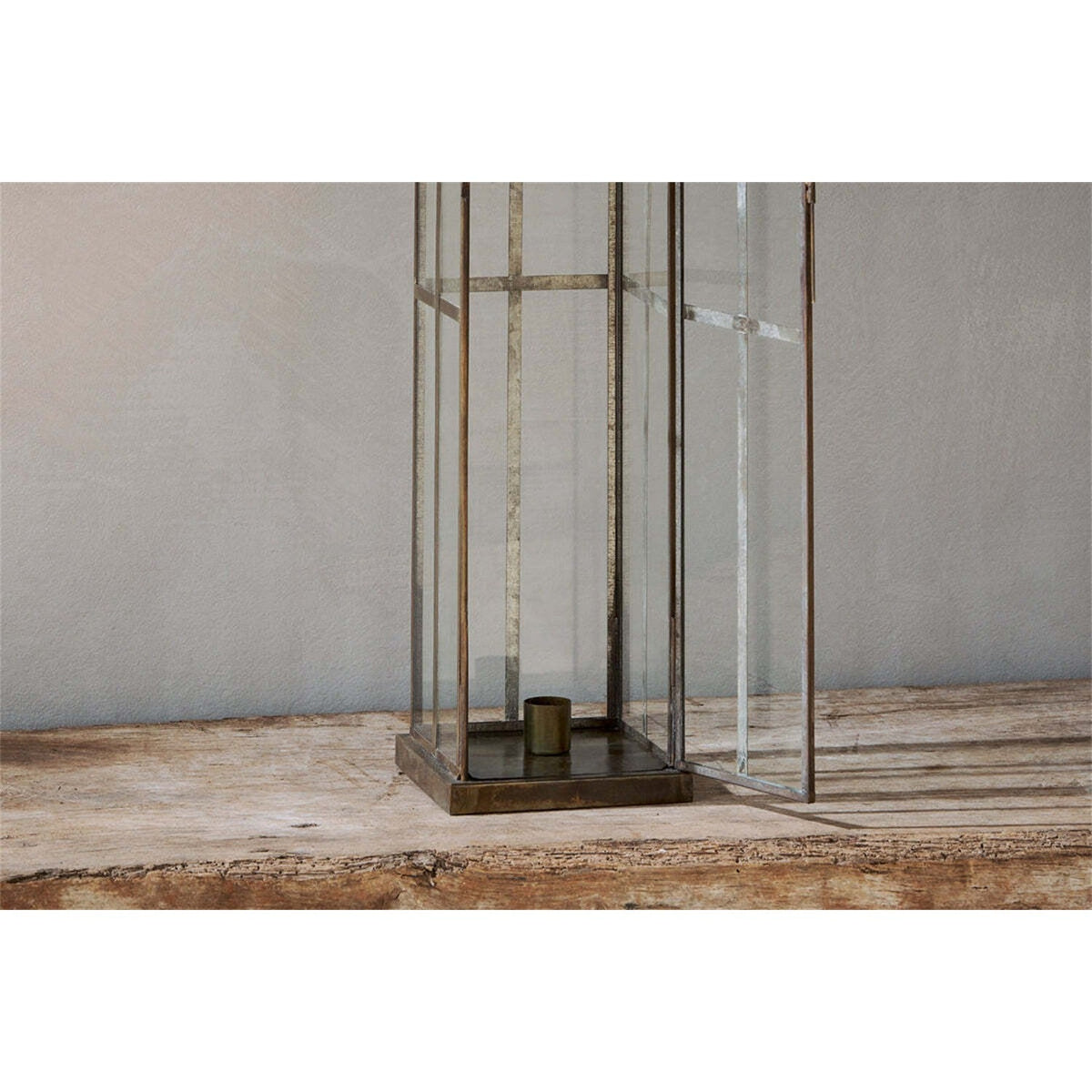 Vemula Small Tall Lantern - Antique Brass