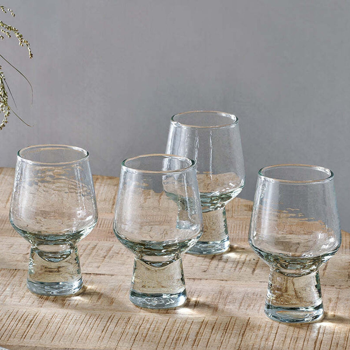 Visla Mouth Blown Wine Glasses - Light Smoke - Set of 4