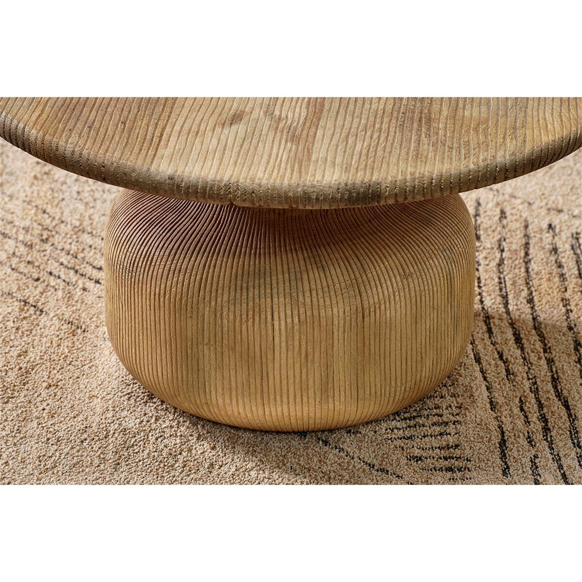 Vivan Grooved Mango Wood Coffee Table - Natural