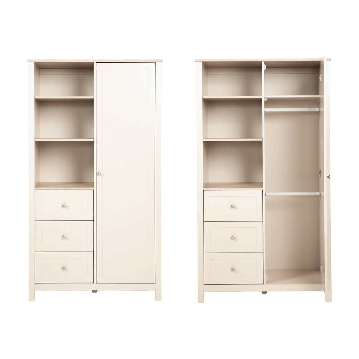 Wanderer Kids Wardrobe with 3 Drawers & Shelves - Cashmere