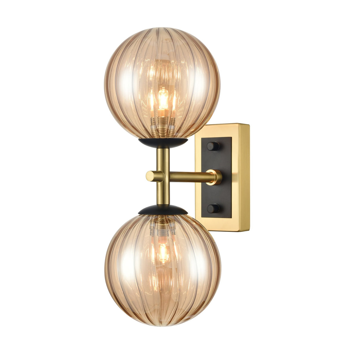 Stellar 2 light wall light in black and brass finish, alternative view