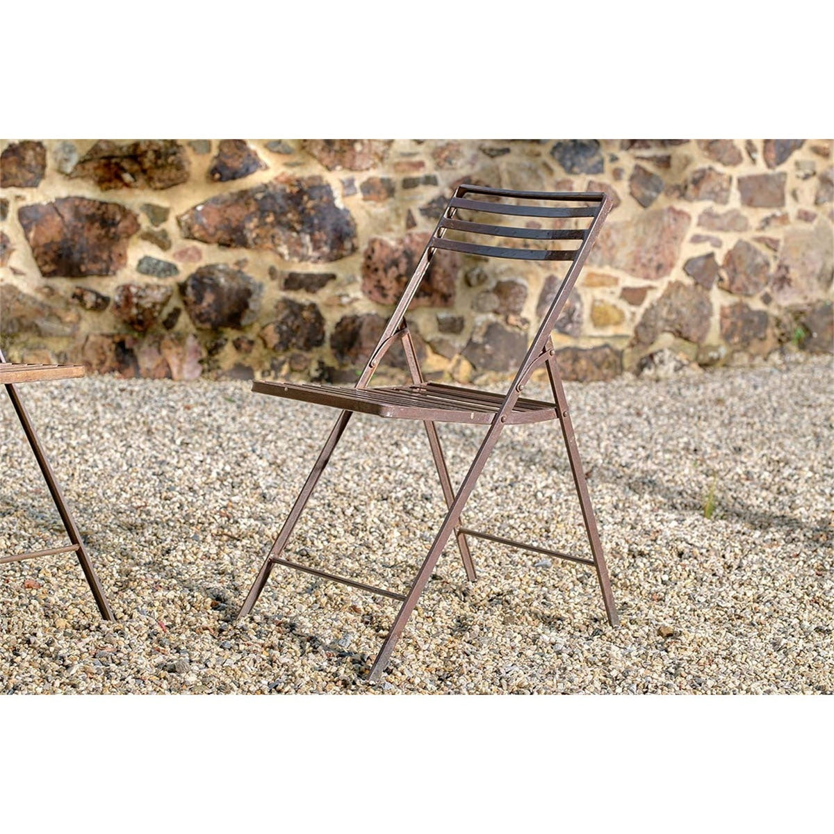 Yealme Iron Folding Bistro Garden Chair - Brown