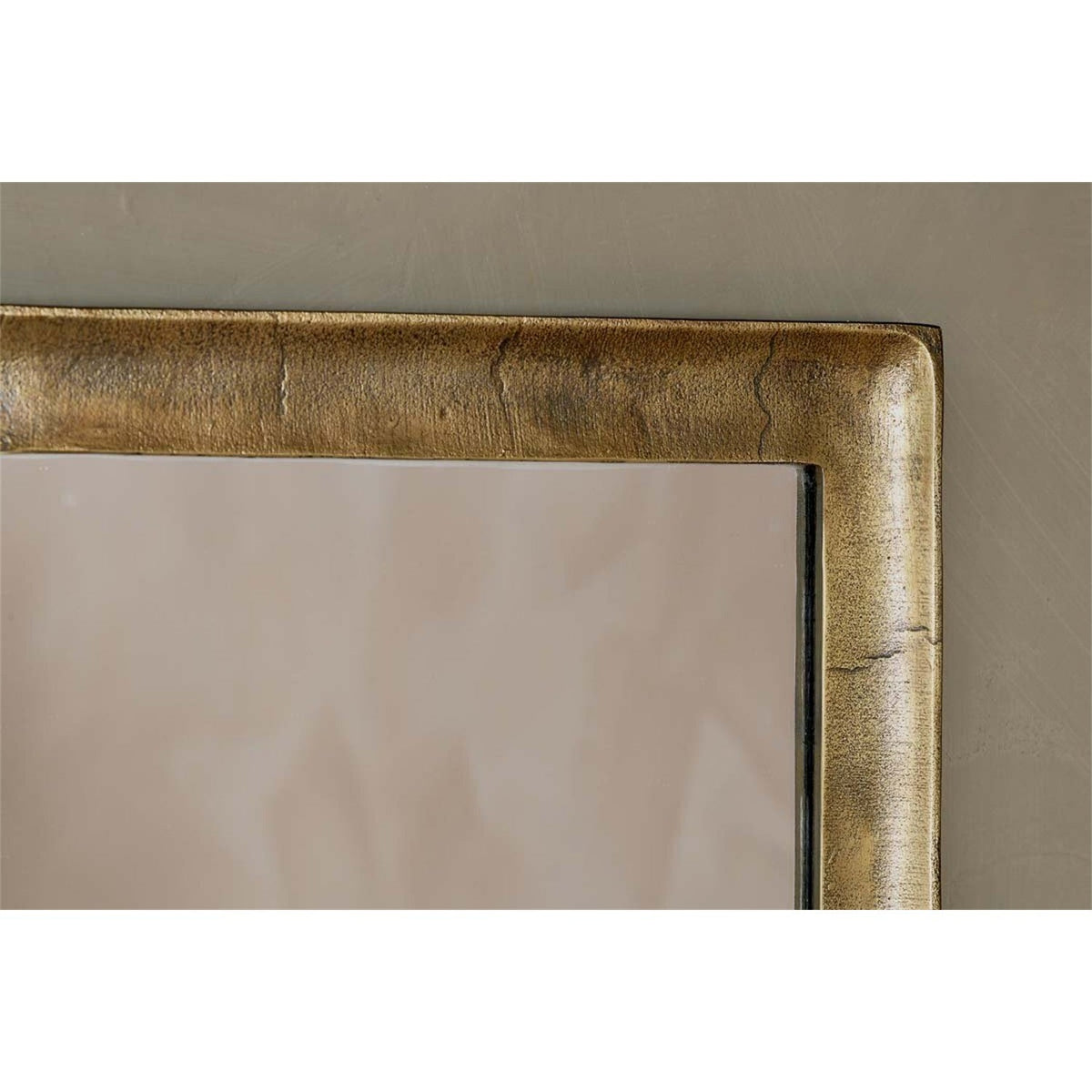 Yadur Small Rectangular Wall Mirror - Antique Brass