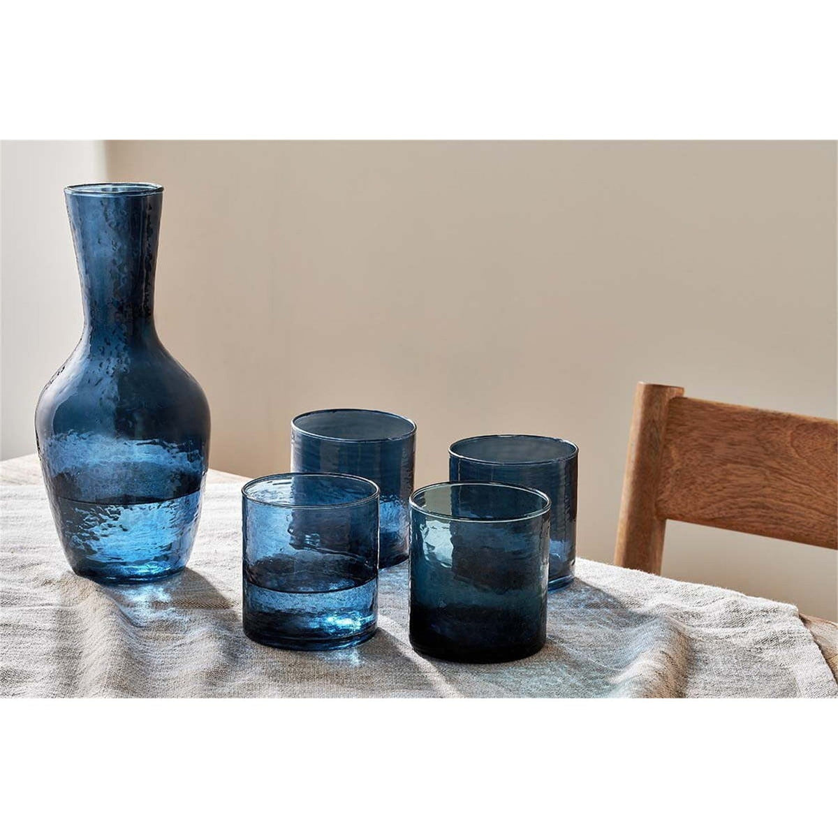 Yala Hammered Glass Tumblers - Indigo - Set of 4