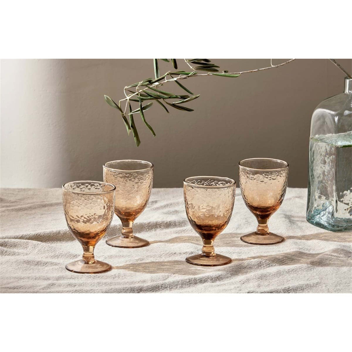 Yala Hammered Wine Glasses - Dusty Terracotta - Set of 4