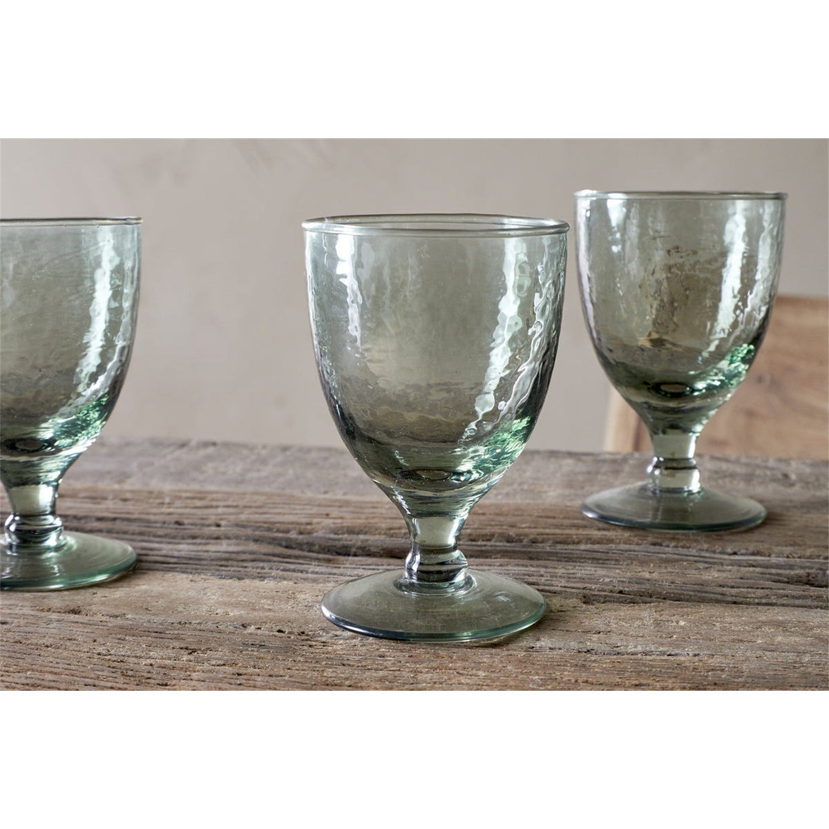 Yala Hammered Wine Glasses - Sage Green - Set of 4