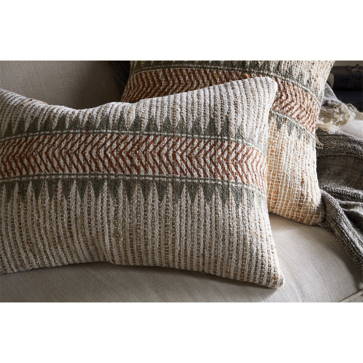 Zairya 60 x 40cm Jute Cushion Cover - Natural & Rust